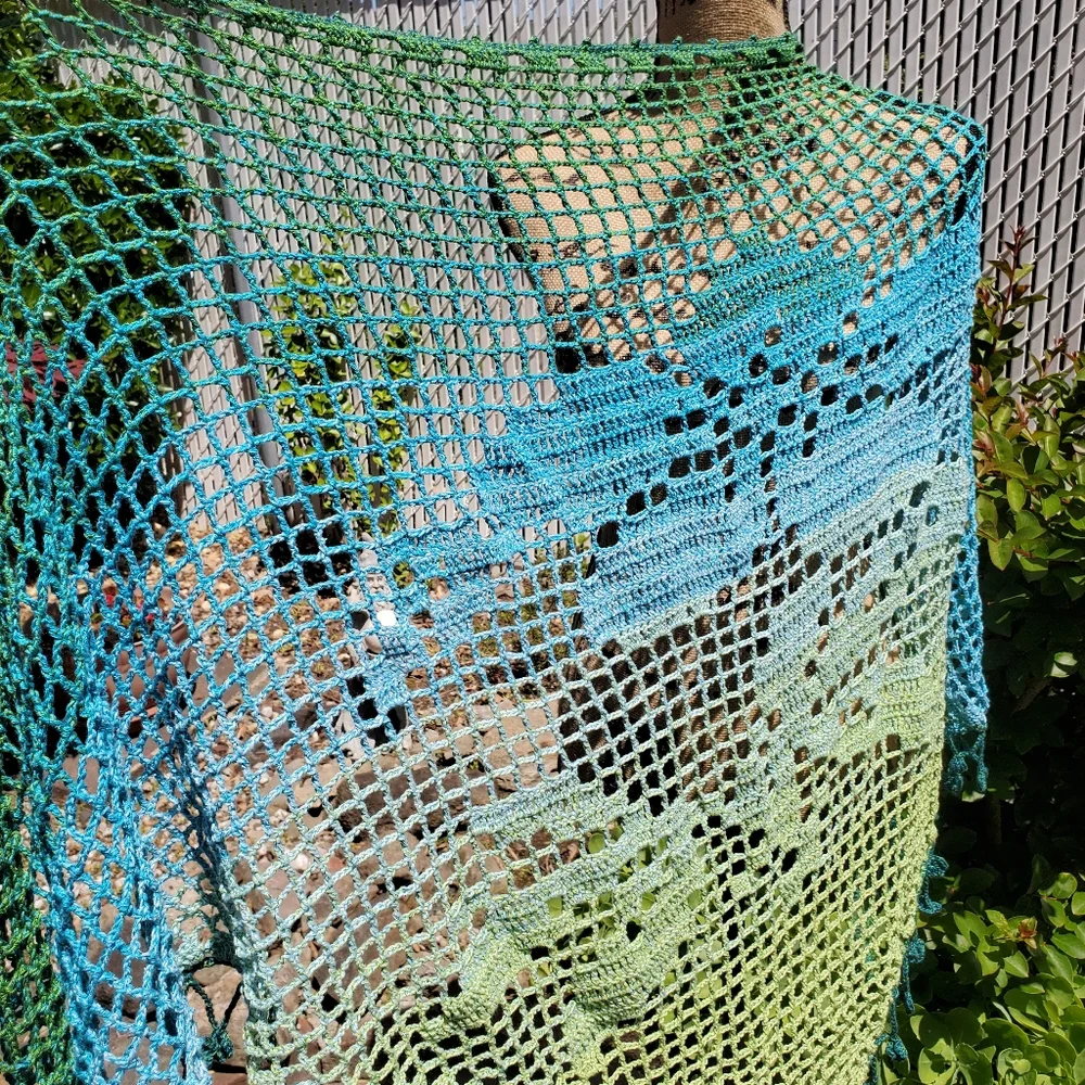 💖 New Handmade Crochet Shawl / Scarf / Pareo